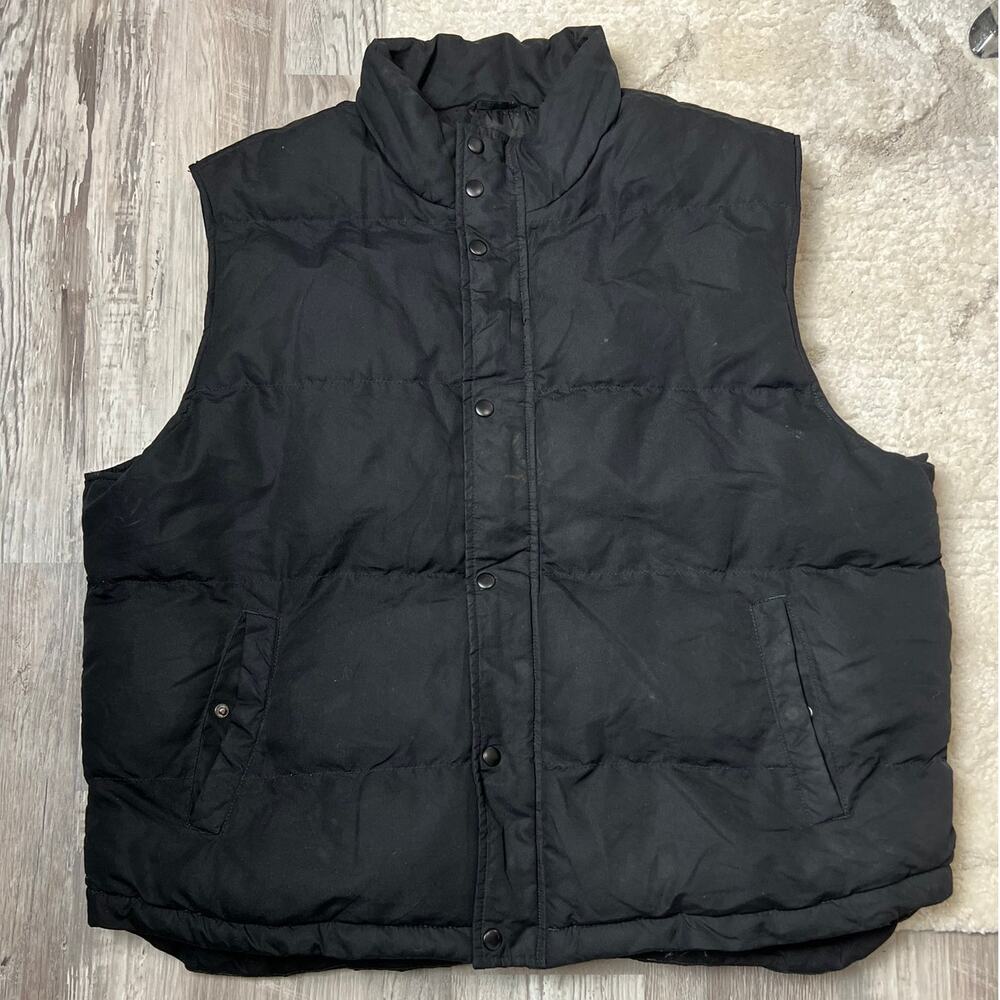 St John’s Bay Black Quilted Puffer Vest Men’s 2XL Insulated‎ Fitted Winter